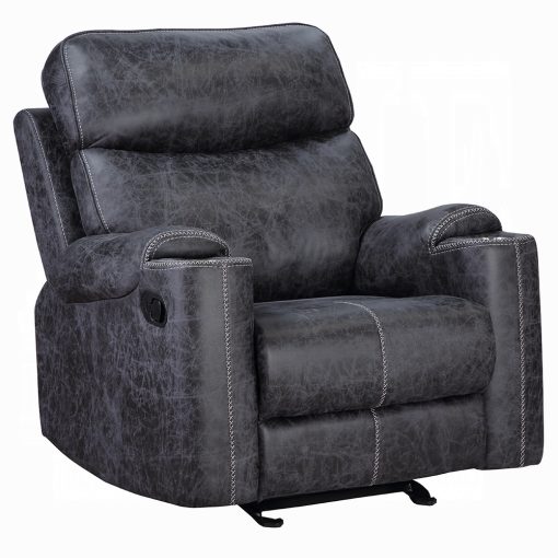 Acme Hirah Dark Gray Polish Microfiber Motion Glider Recliner - Image 2
