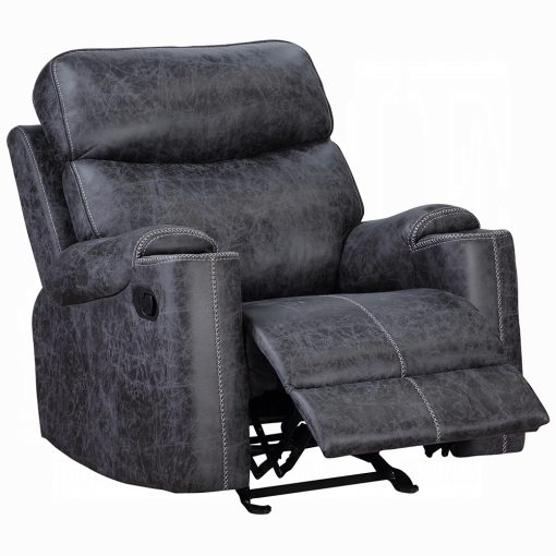 Acme Hirah Dark Gray Polish Microfiber Motion Glider Recliner - Image 3