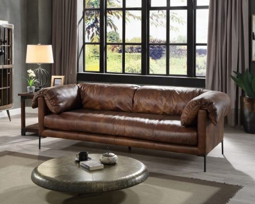 Acme Jaron Mocha Top Grain Leather Sofa