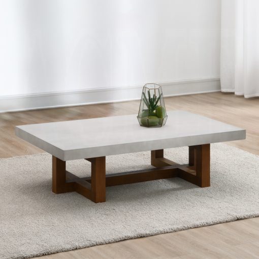 Acme Keven Faux Concrete Top & Walnut Coffee Table
