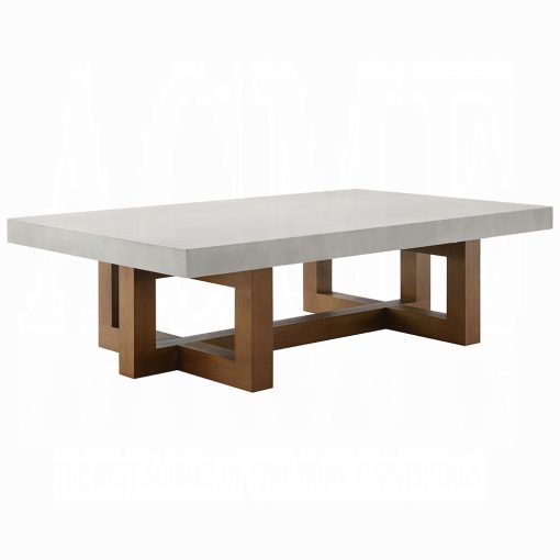 Acme Keven Faux Concrete Top & Walnut Coffee Table - Image 2