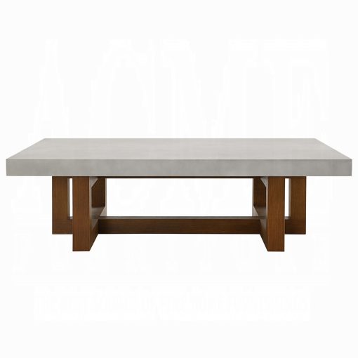 Acme Keven Faux Concrete Top & Walnut Coffee Table - Image 3