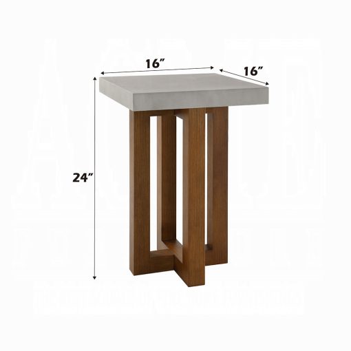 Acme Keven Faux Concrete Top & Walnut End Table - Image 5