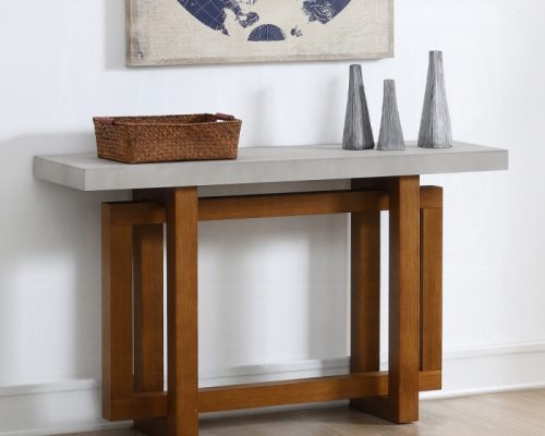 Acme Keven Faux Concrete Top & Walnut Sofa Table