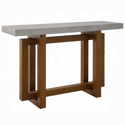 Acme Keven Faux Concrete Top & Walnut Sofa Table - Image 2
