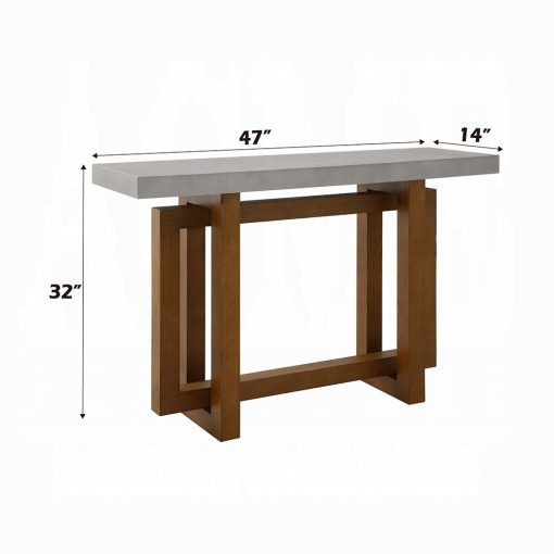 Acme Keven Faux Concrete Top & Walnut Sofa Table - Image 5