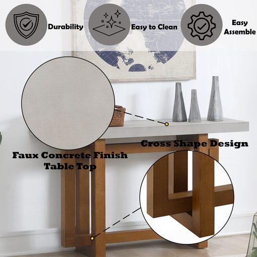 Acme Keven Faux Concrete Top & Walnut Sofa Table - Image 6