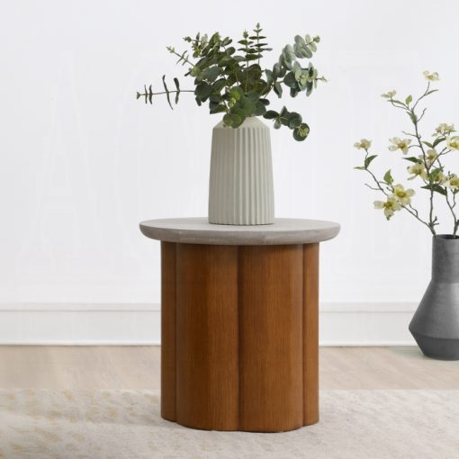 Acme Evelyn Faux Concrete Top & Walnut End Table