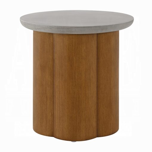 Acme Evelyn Faux Concrete Top & Walnut End Table - Image 2