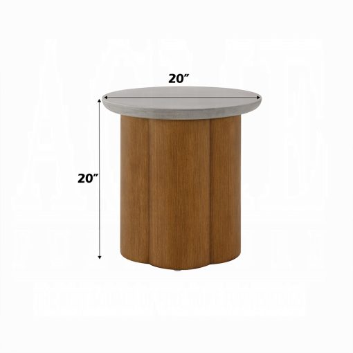 Acme Evelyn Faux Concrete Top & Walnut End Table - Image 3