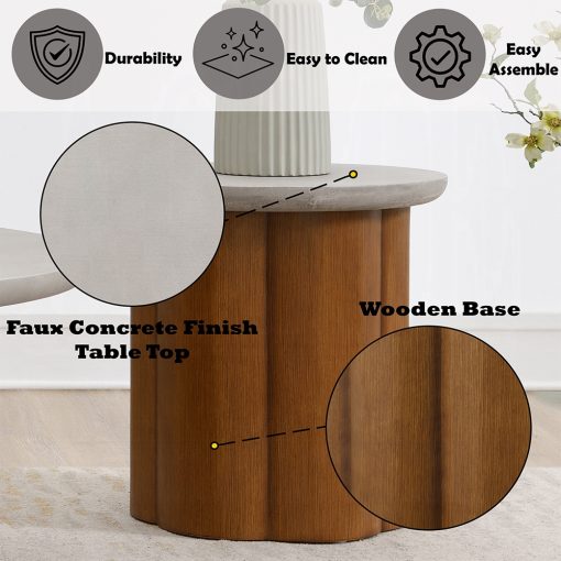 Acme Evelyn Faux Concrete Top & Walnut End Table - Image 4