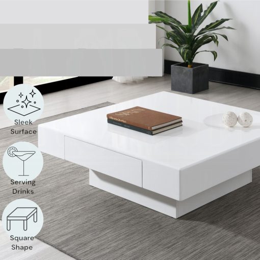 Acme Khaim White High Gloss Coffee Table - Image 5