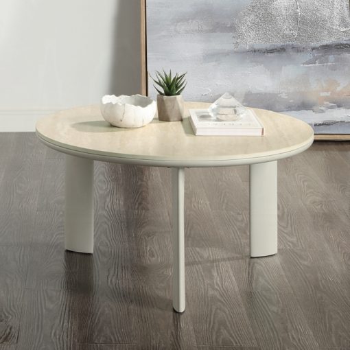 Acme Ingram Ceramic Top & Light Gray Coffee Table