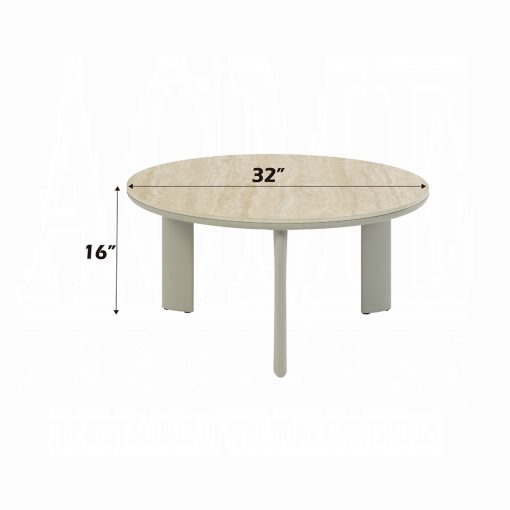 Acme Ingram Ceramic Top & Light Gray Coffee Table - Image 4