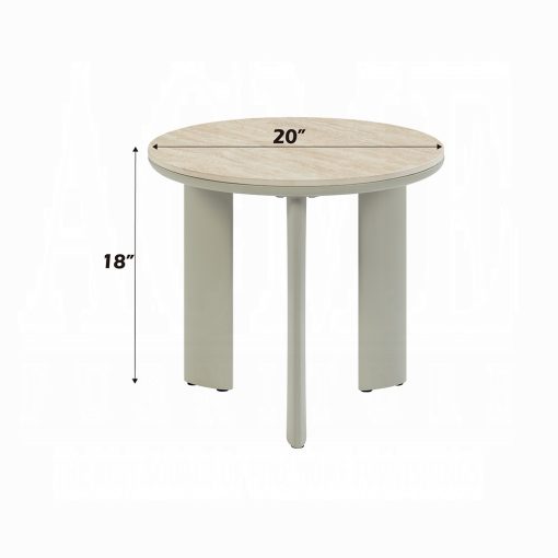 Acme Ingram Ceramic Top & Light Gray End Table - Image 4