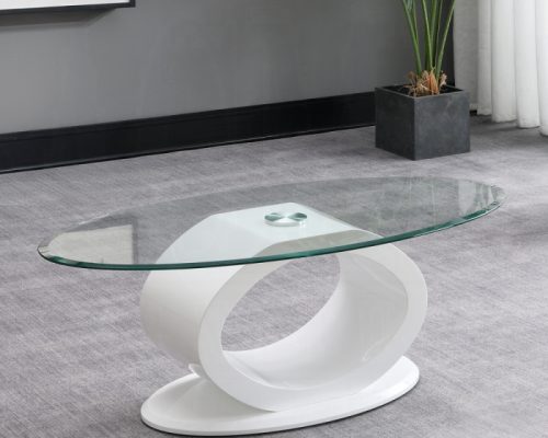 Acme Larry Glass Top, White High Gloss Coffee Table