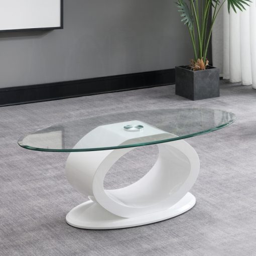 Acme Larry Glass Top, White High Gloss Coffee Table