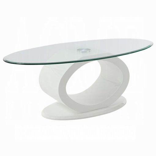Acme Larry Glass Top, White High Gloss Coffee Table - Image 2