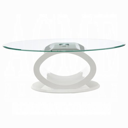 Acme Larry Glass Top, White High Gloss Coffee Table - Image 3