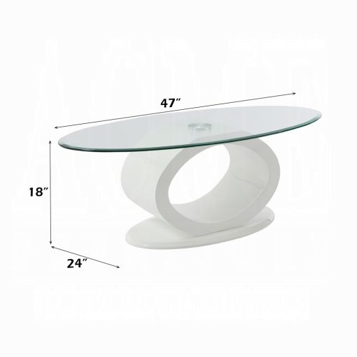Acme Larry Glass Top, White High Gloss Coffee Table - Image 4