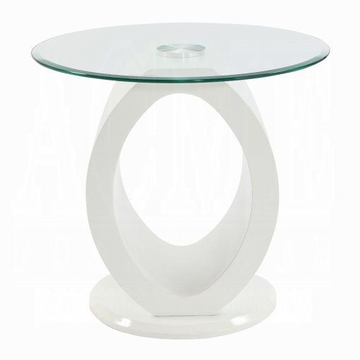Acme Larry Glass Top, White High Gloss End Table - Image 3