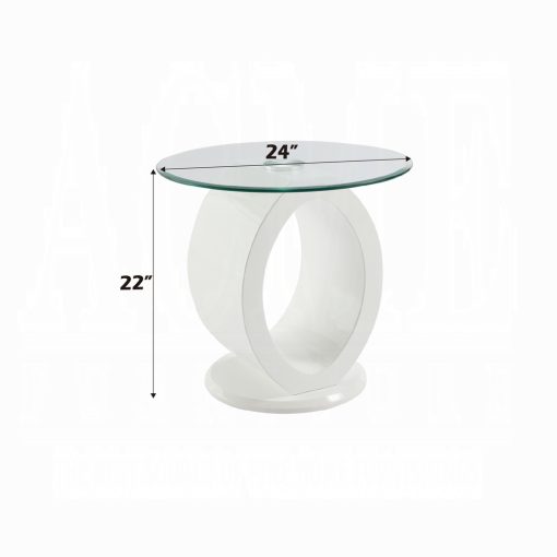Acme Larry Glass Top, White High Gloss End Table - Image 4