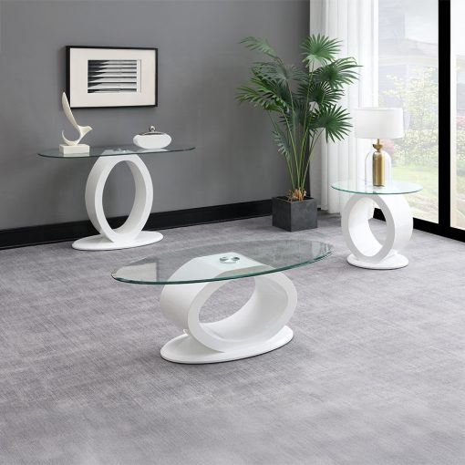 Acme Larry Glass Top, White High Gloss End Table - Image 5