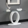 Acme Larry Glass Top, White High Gloss Sofa Table