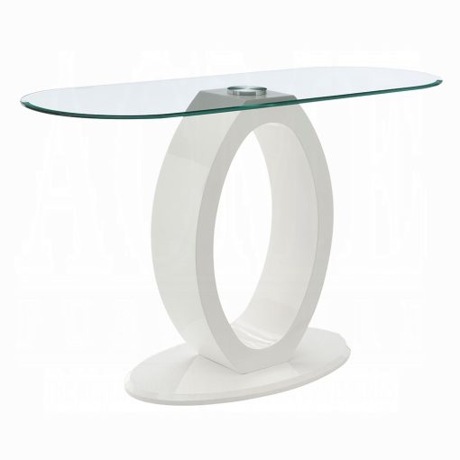 Acme Larry Glass Top, White High Gloss Sofa Table - Image 2