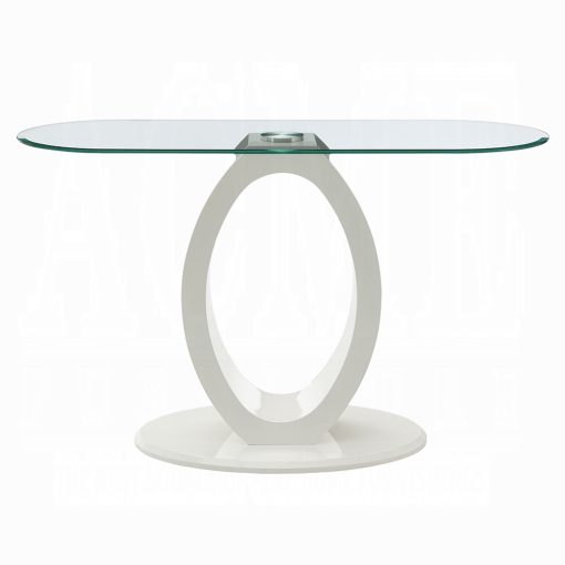 Acme Larry Glass Top, White High Gloss Sofa Table - Image 3