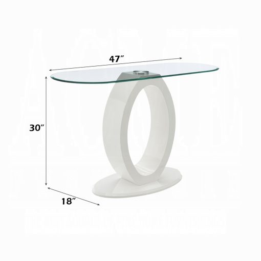 Acme Larry Glass Top, White High Gloss Sofa Table - Image 4