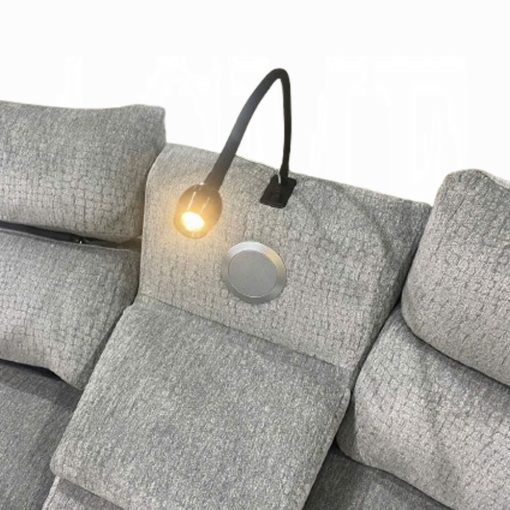 Acme Fullar Light Gary Chenille Modular Console with Speaker & Cup Holder - Image 6