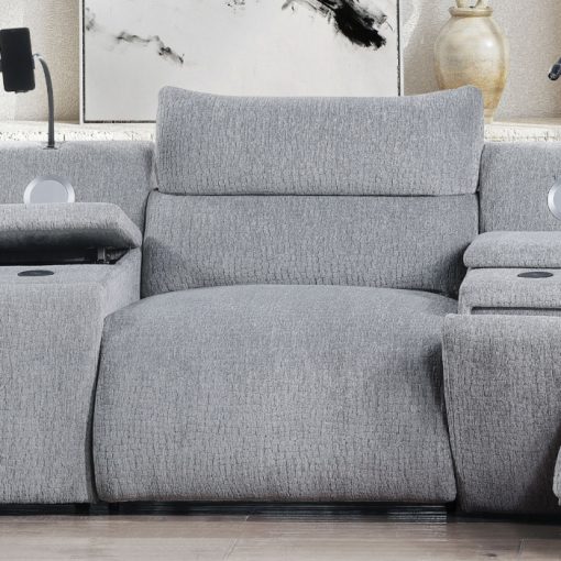 Acme Fullar Light Gary Chenille Modular Power Motion Armless Recliner