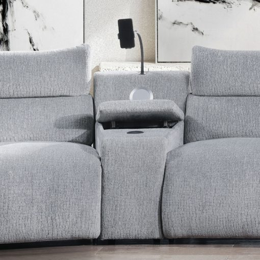 Acme Fullar Light Gary Chenille Modular Console with Wireless Charger