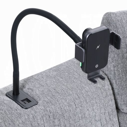 Acme Fullar Light Gary Chenille Modular Console with Wireless Charger - Image 6