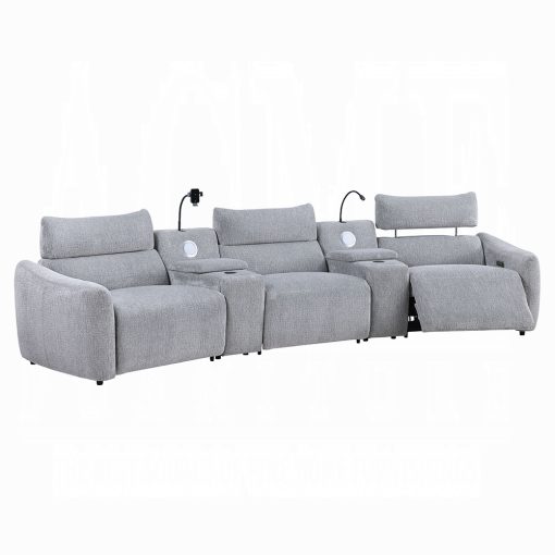 Acme Fullar Light Gary Chenille Modular Power Motion Recliner - Image 6
