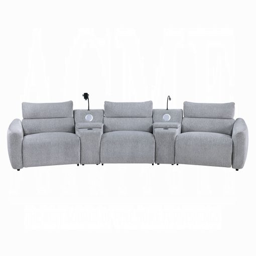 Acme Fullar Light Gary Chenille Modular Power Motion Recliner - Image 7