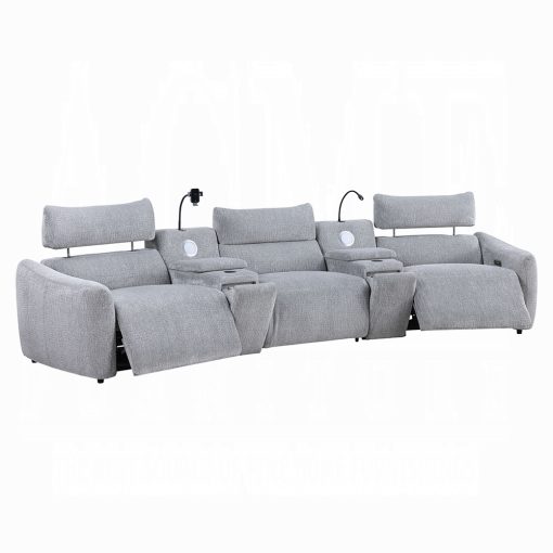 Acme Fullar Light Gary Chenille Modular Power Motion Recliner - Image 8