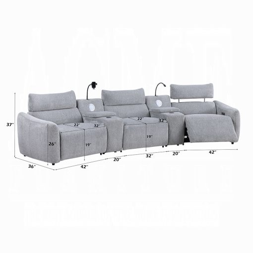 Acme Fullar Light Gary Chenille Modular Power Motion Recliner - Image 12