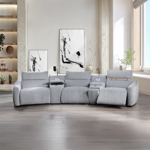 Acme Fullar Light Gary Chenille Modular Power Motion Recliner - Image 14