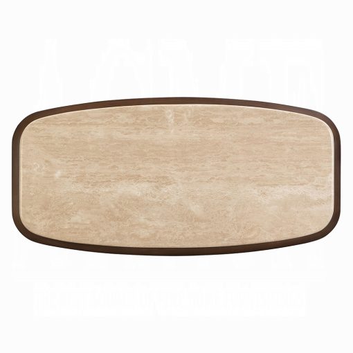 Acme Kasha Travertine Top & Walnut Coffee Table - Image 4