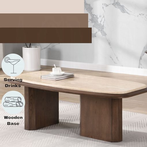 Acme Kasha Travertine Top & Walnut Coffee Table - Image 7
