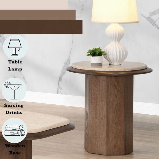 Acme Kasha Travertine Top & Walnut End Table - Image 5