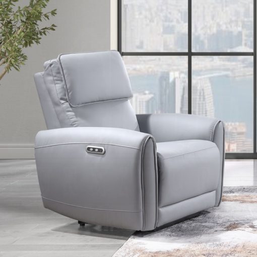 Acme Jeromie Gray Synthetic Leather Power Motion Recliner w/USB Port