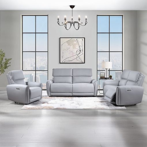 Acme Jeromie Gray Synthetic Leather Power Motion Recliner w/USB Port - Image 9