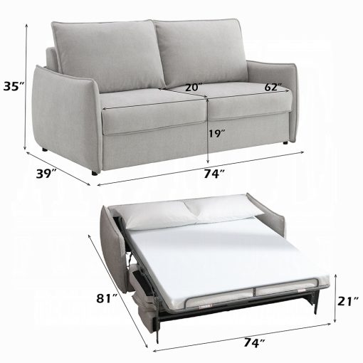 Acme Jinn Beige Chenille Sofa w/Sleeper - Image 9