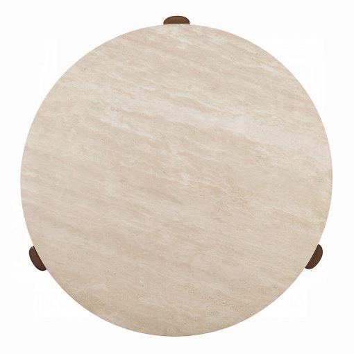 Acme Leonardo Travertine Top & Dark Oak Coffee Table - Image 4