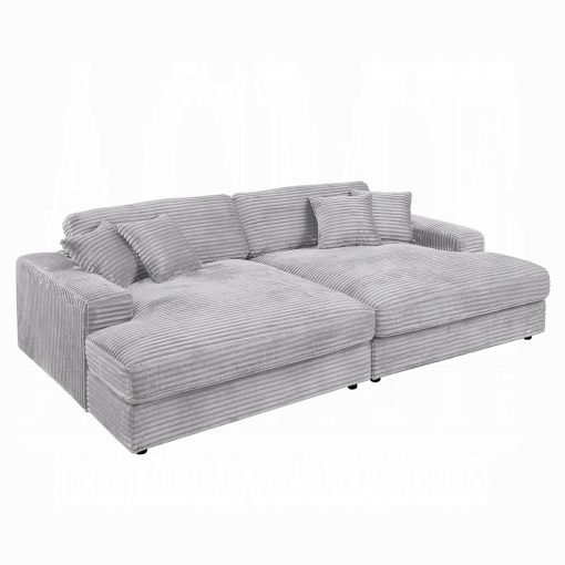 Acme Hilde Cordoury Sectional Sofa with 4 Pillows - Image 2