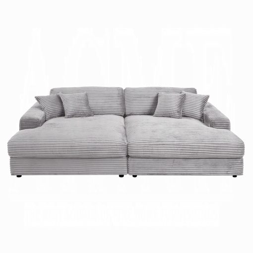 Acme Hilde Cordoury Sectional Sofa with 4 Pillows - Image 3