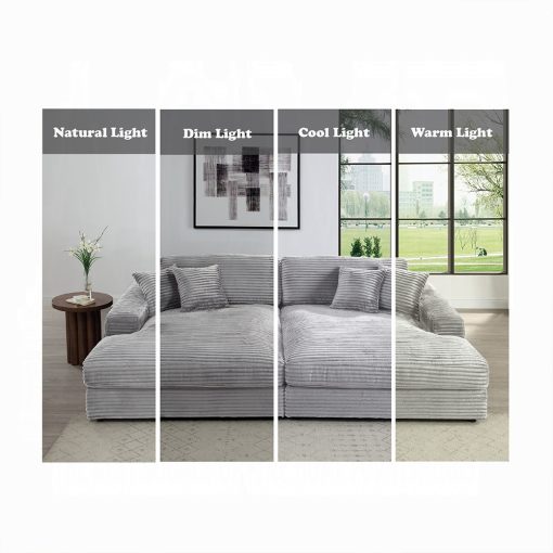 Acme Hilde Cordoury Sectional Sofa with 4 Pillows - Image 8